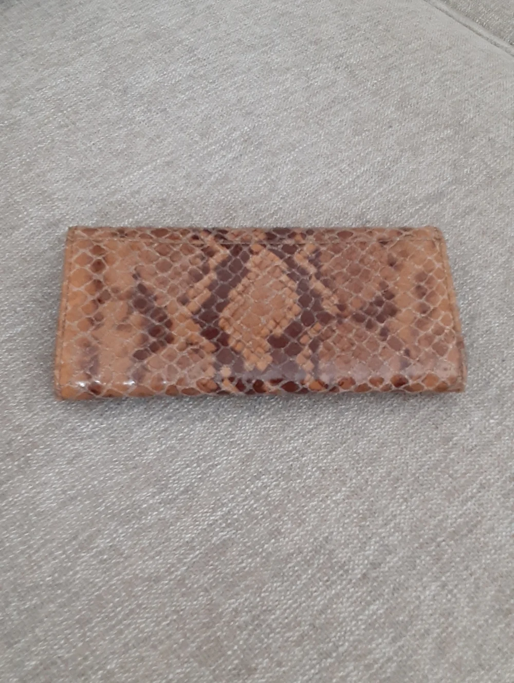 Michael Kors Brown Tan Snake-Print Continental Wallet with Gold MK Emblem